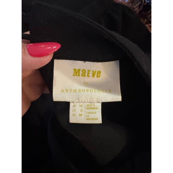 Maeve by Anthropologie Black Mock Neck Puff Sleeve Top Blouse Anthro Size 6 - Picture 8 of 10